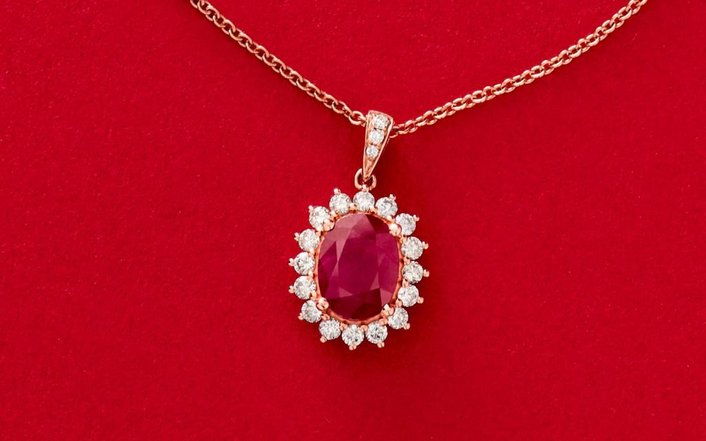 Ruby necklace with diamonds