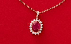Ruby necklace with diamonds