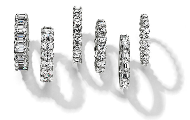 Six diamond anniversary rings of different styles