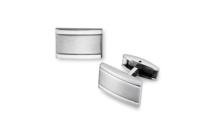 Brushed and Polished Cuff Links in Stainless Steel