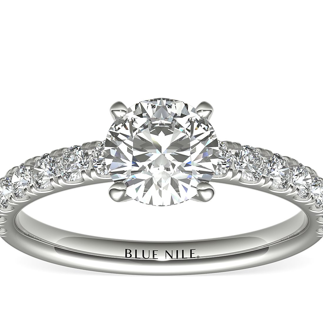 Scalloped Pavé Diamond Engagement Ring in Platinum