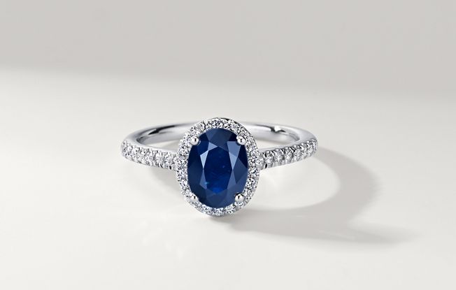 Sapphire ring with diamond accents.