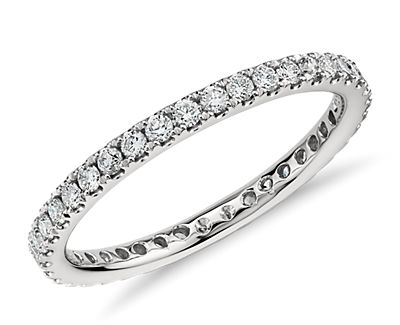 Riviera pavé diamond eternity ring in platinum one half carat total weight