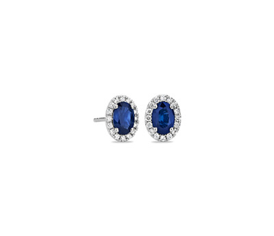 Oval Sapphire & Diamond Stud Earrings