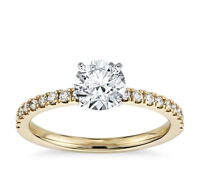 Petite Pavé Diamond Engagement Ring