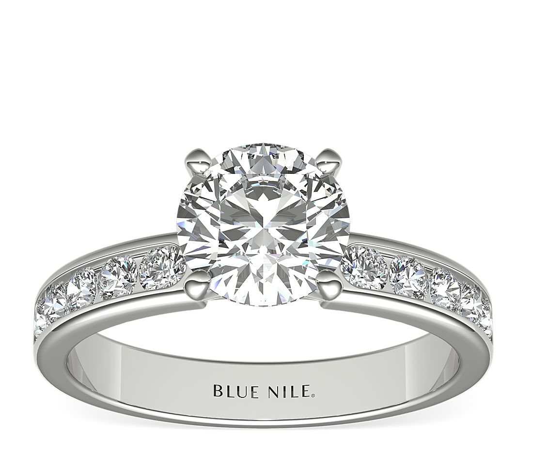 Diamond Engagement Ring with channel set side stone diamonds