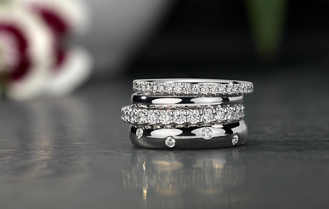 White gold and diamond rings.