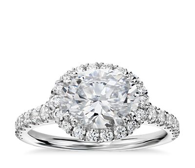 East West Oval Halo Diamond Engagement Ring