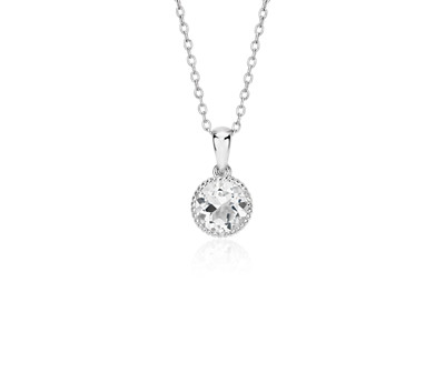 White Topaz Rope Pendant in Sterling Silver (7mm)