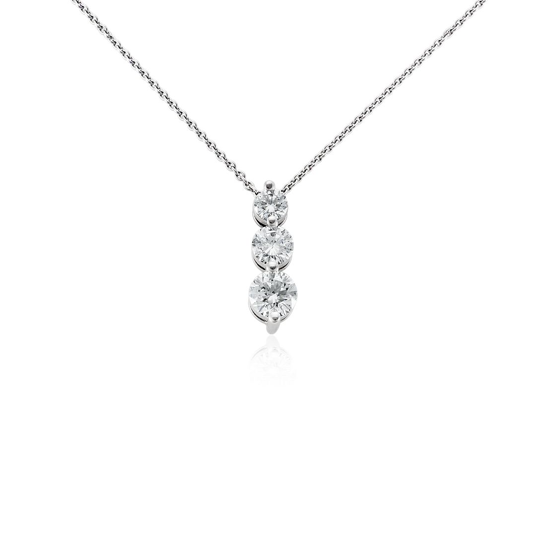 Three-Stone Drop Diamond Pendant in 18k White Gold (1 ct. tw.)
