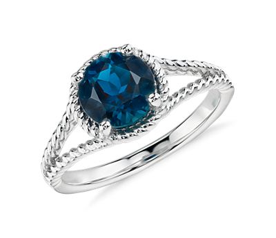 London Blue Topaz Rope Ring in Sterling Silver