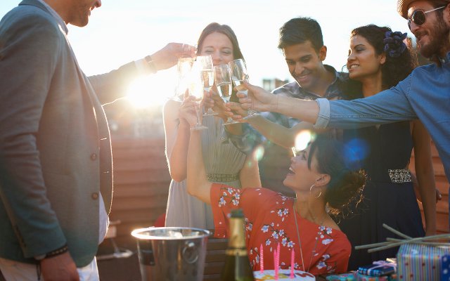 Group toasting at an event 