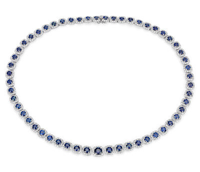Sapphire and Diamond Halo Eternity Necklace