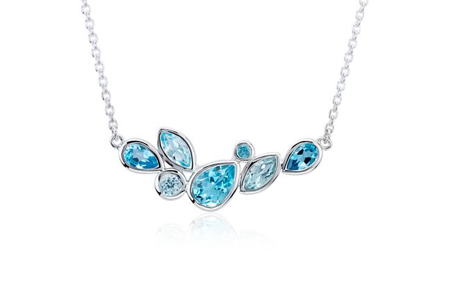 Silver and blue topaz necklace.