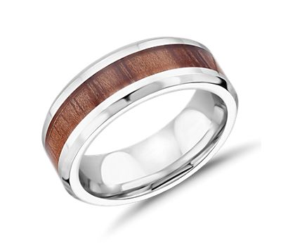 Wood Inlay Cobalt Wedding Ring