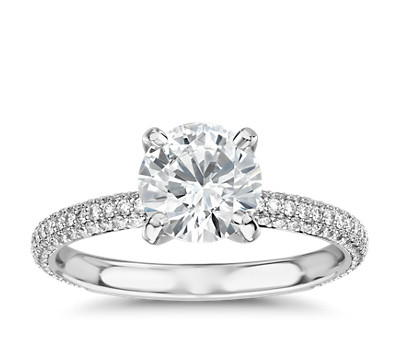 The Gallery Collection Rolled Micropave Diamond Engagement Ring