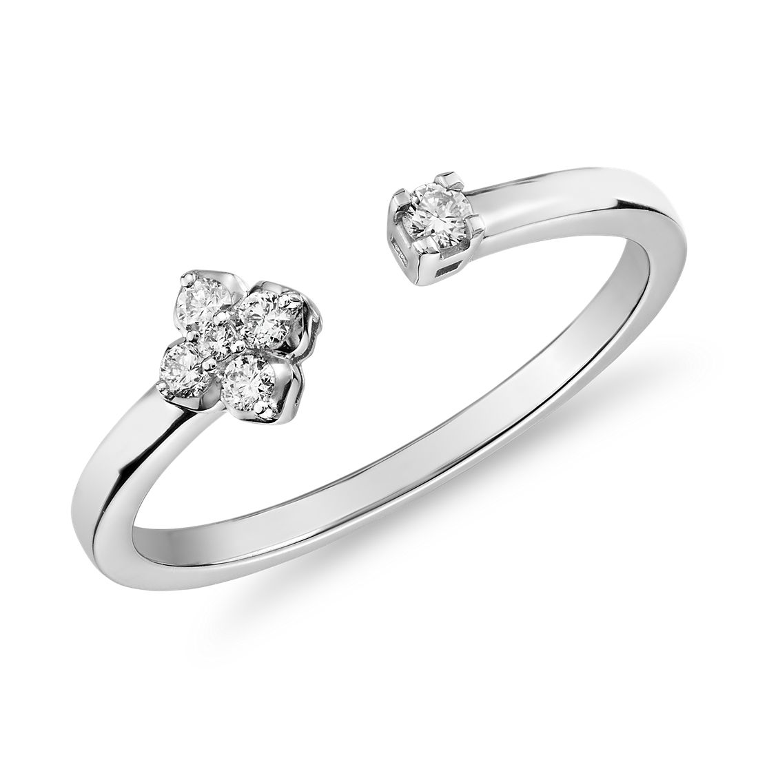 Mini Diamond Open-Floral Stackable Fashion Ring