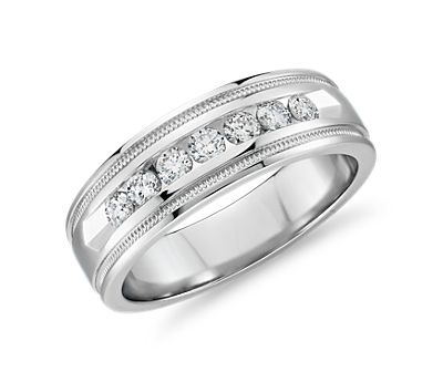 Channel Set Diamond and Platinum Wedding Ring