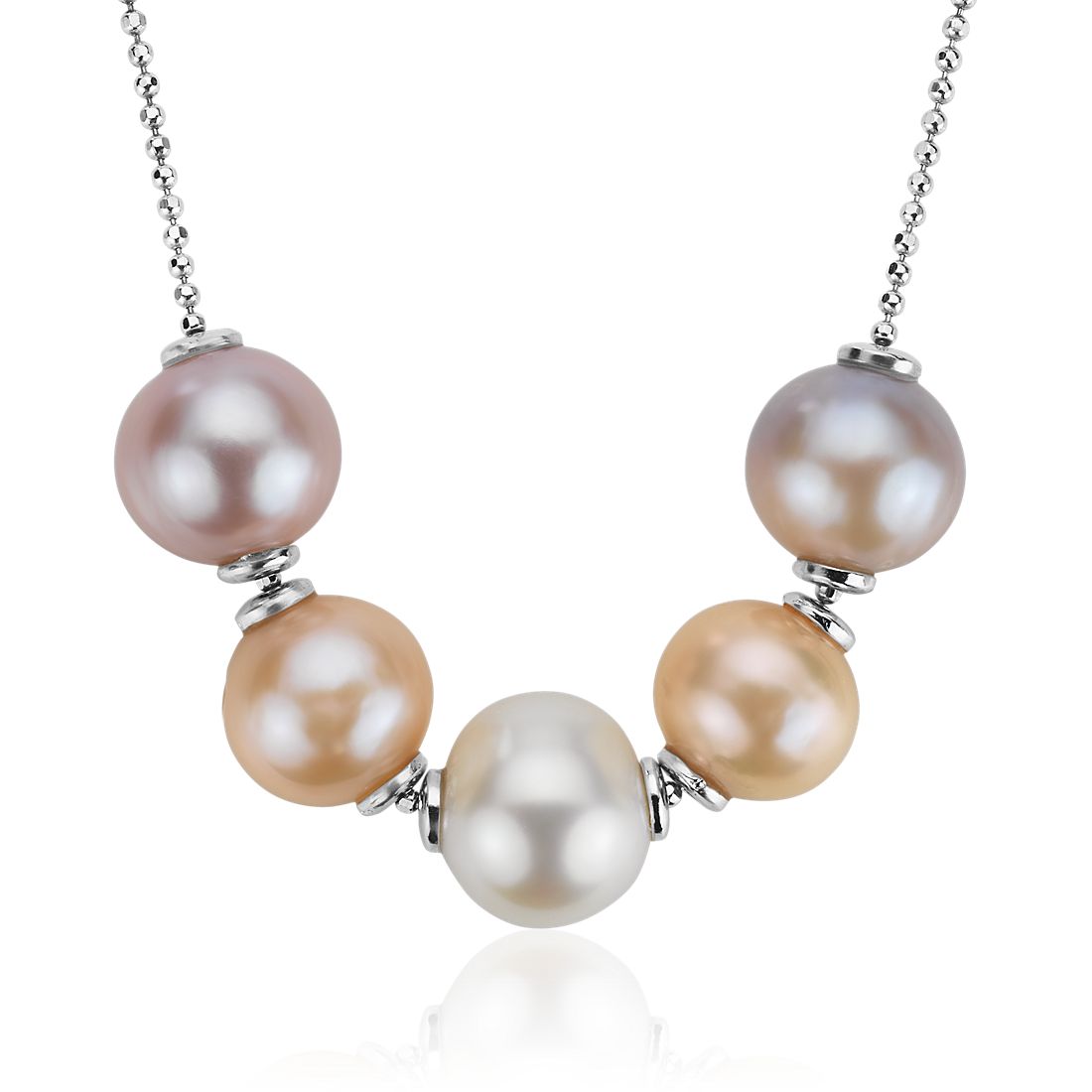 Movable Freshwater Cultured Pearl Necklace in Sterling Silver (9-10mm)