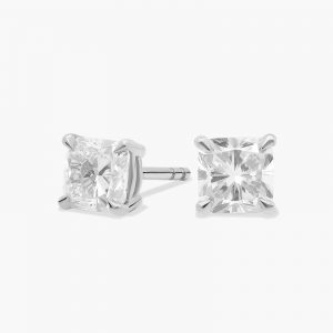 Cushion Cut Diamond Stud Earrings In Platinum
