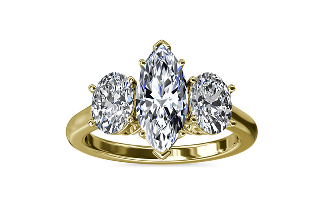 Oval Five Stone Diamond Engagement Ring in 18K Yellow Gold