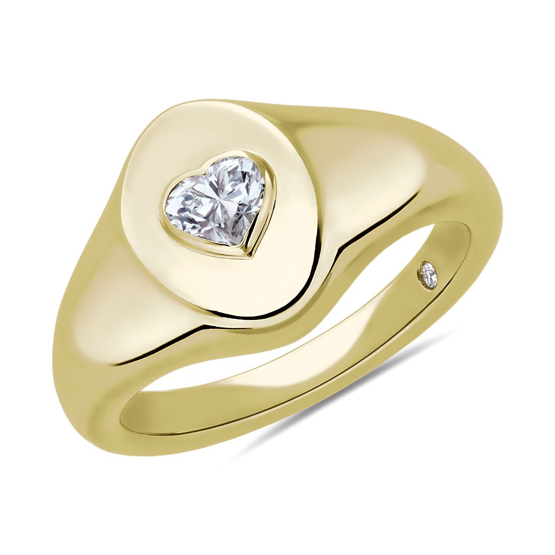 Heart Diamond Signet Ring in 14k Yellow Gold (1/4 ct. tw.)