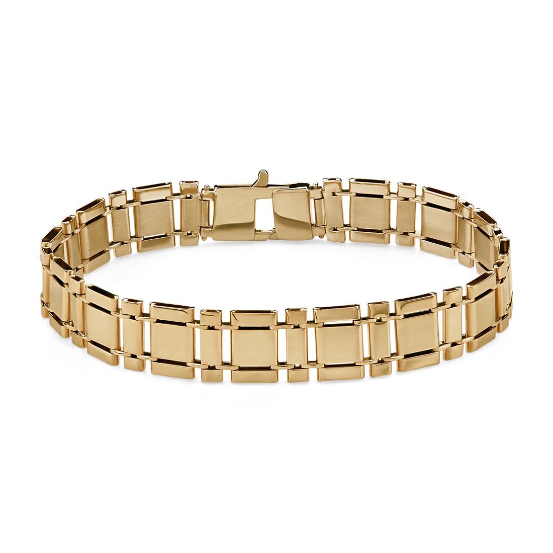 Yellow gold bracelet with square and rectangular links