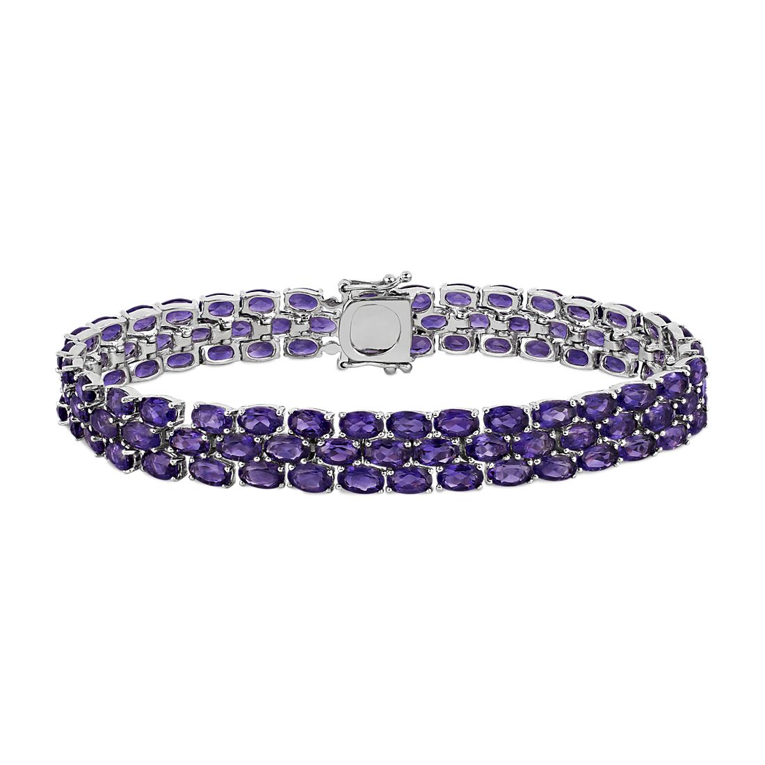 Trio Oval Amethyst Bracelet in Sterling Silver (5x3mm)