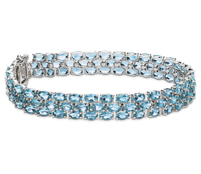 Aquamarine and sterling silver bracelet 