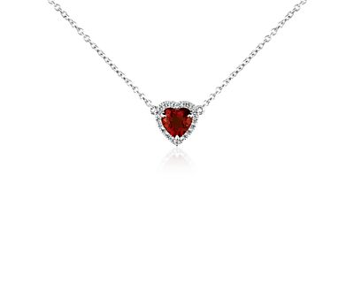 Heart-Shaped Garnet and Diamond Pendant