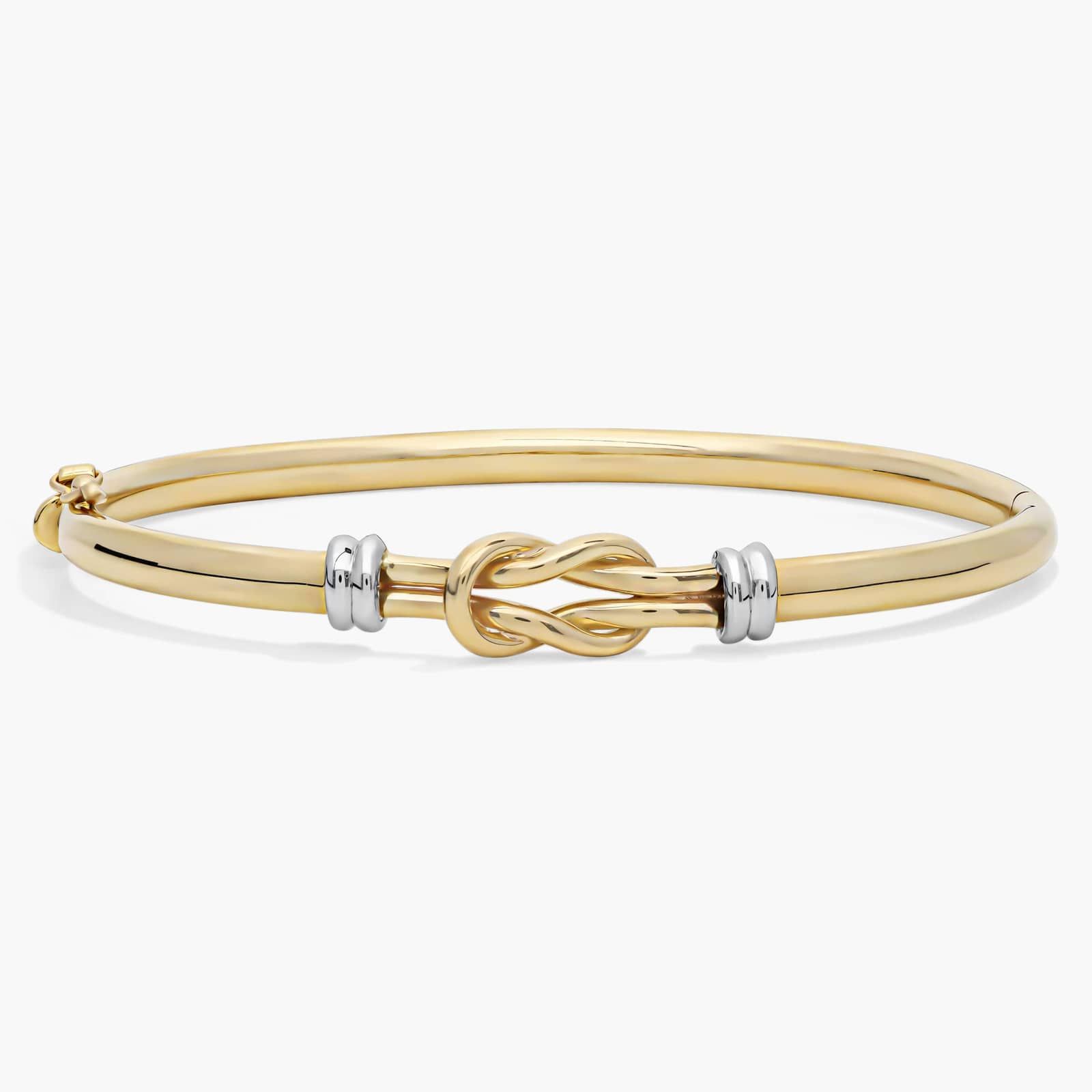 Love Knot Bangle in 14k Italian White and Yellow Gold