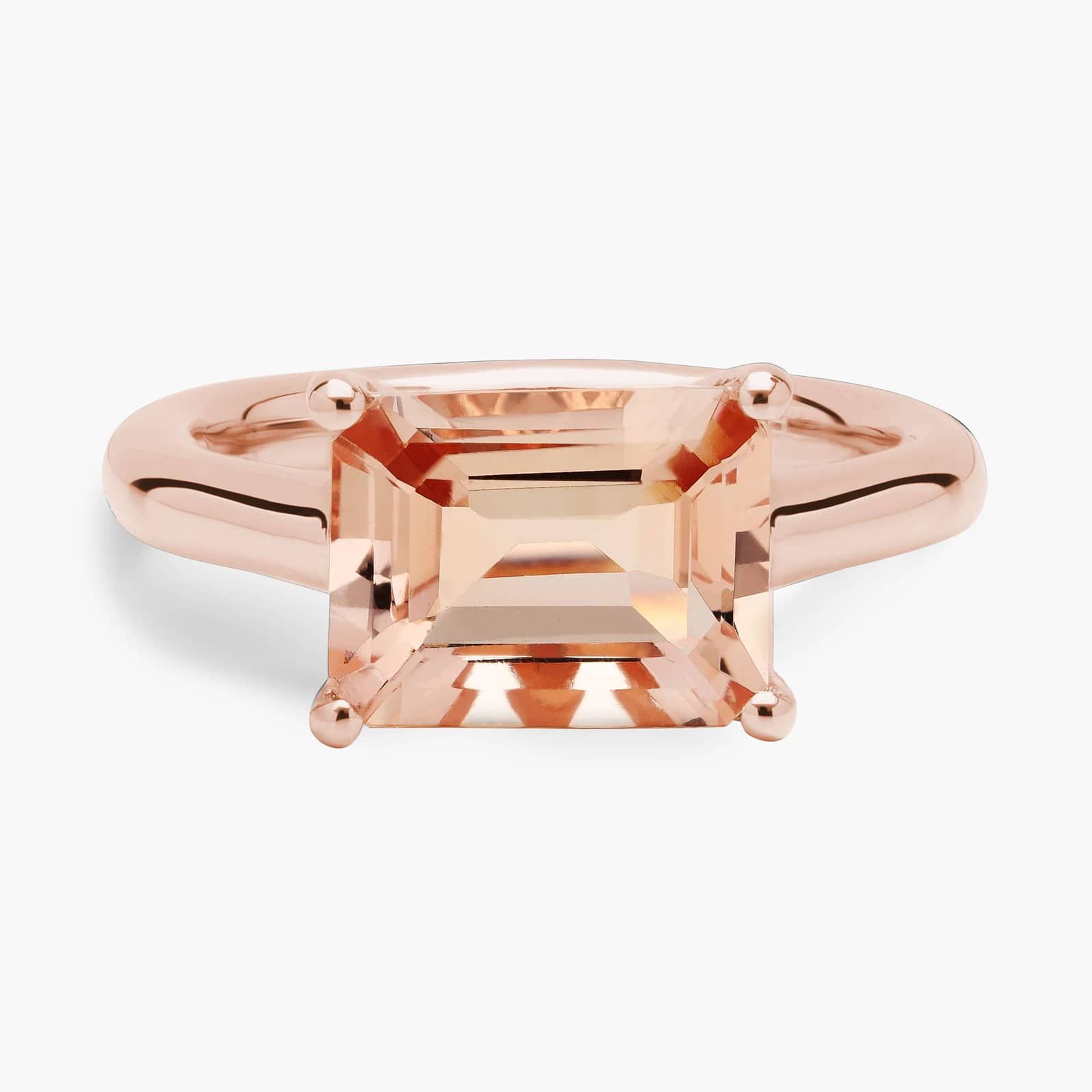 Morganite East West Ring in 14k Rose Gold