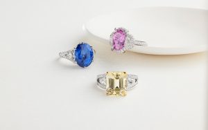 Gemstone engagement and fashion rings featuring non-diamond center stones.