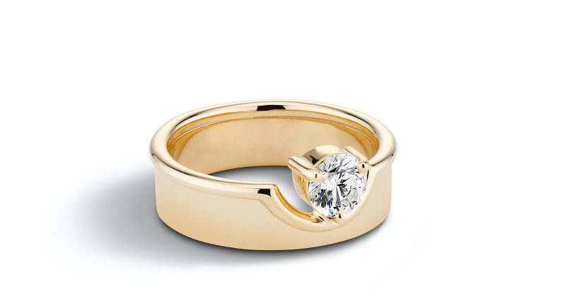 WWAKE ‘The Duo Ring’ Prong-Set Diamond Engagement Ring 14k Recycled Yellow Gold