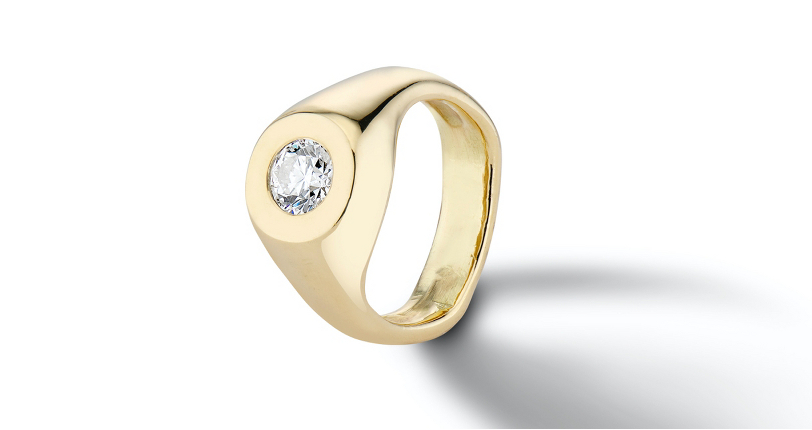 Aurora Lopez Mejia ‘Mara’ Bezel-Set Diamond Engagement Ring 18k Yellow Gold