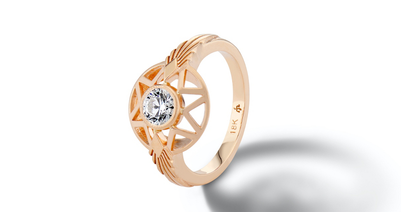 Michelle Fantaci ‘Naledi’ Bezel-Set Diamond Engagement Ring 18k Rose Gold