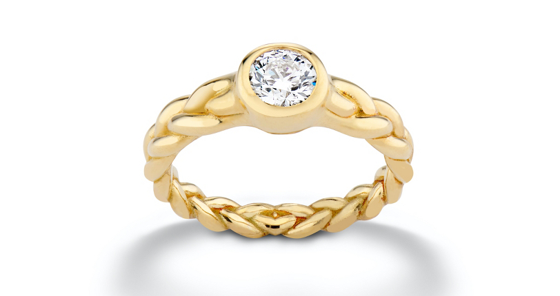 Pamela Love ‘Treccia’ Bezel-Set Diamond Engagement 18k Yellow Gold