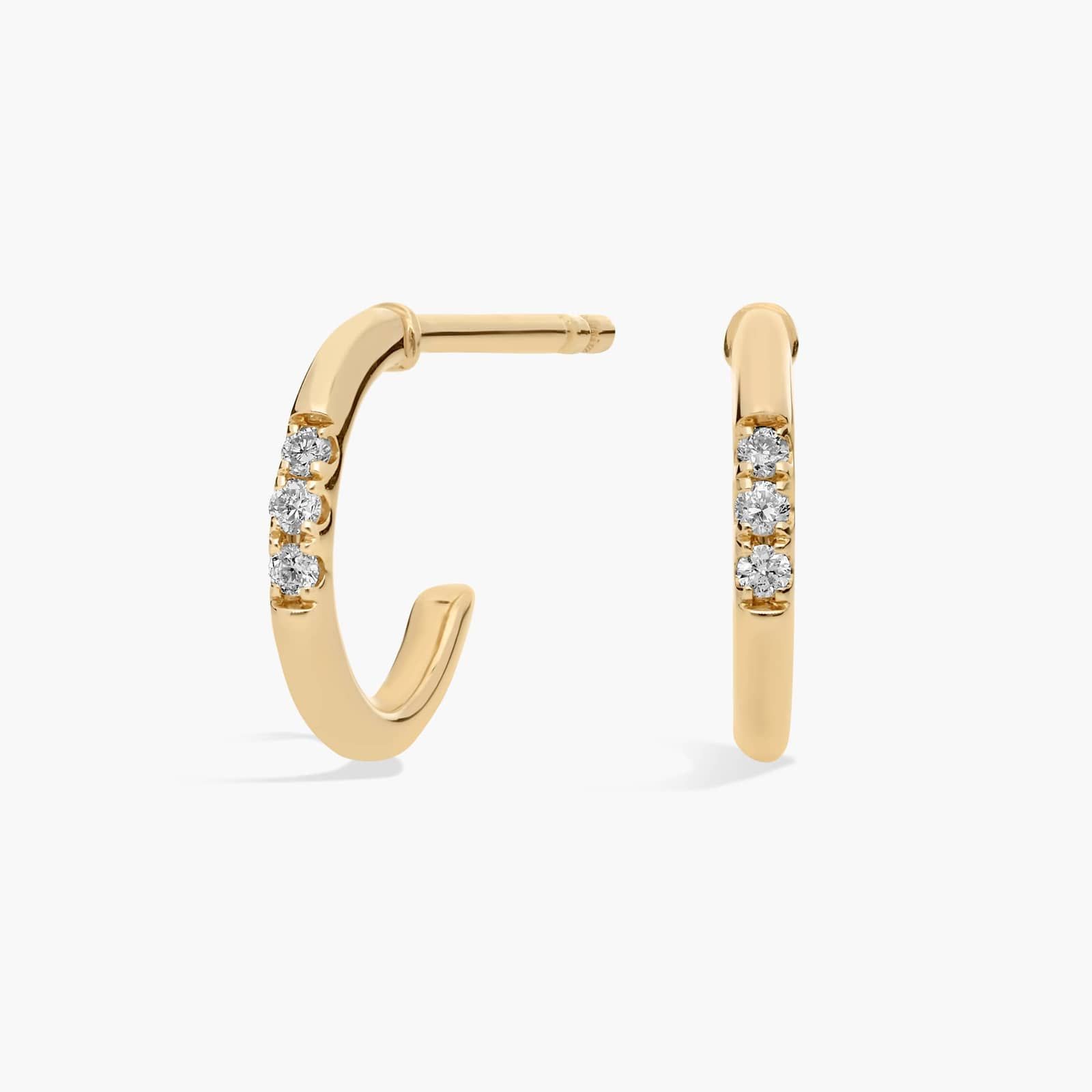 Blue Nile Petite Diamond Huggie Mini-Hoop Earrings in 14k Yellow Gold