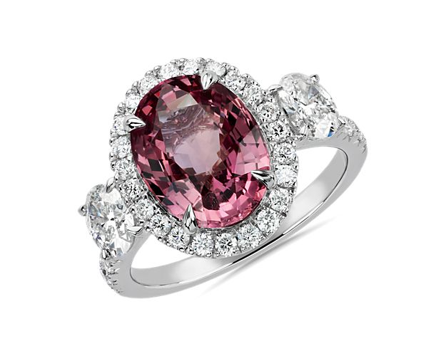 Padparadscha pink sapphire ring.