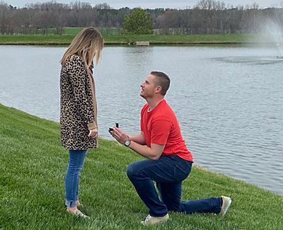 Drew on one knee proposing
