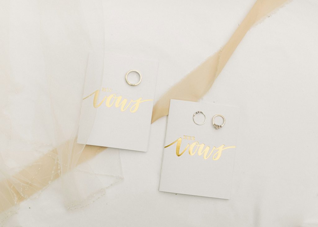 Wedding vows in special envelopes.