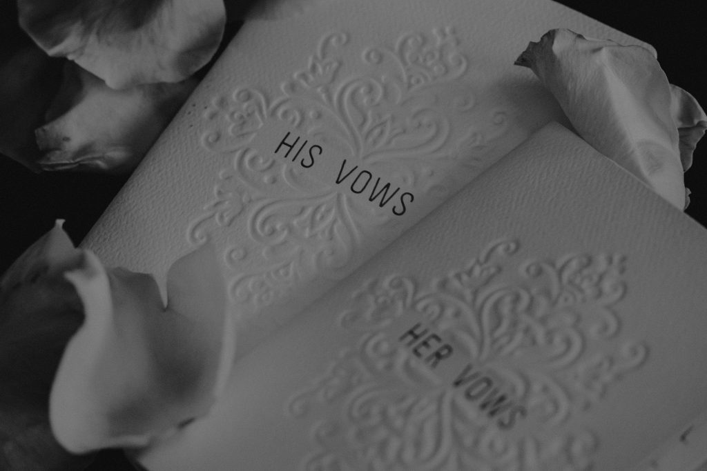 Envelopes holding vow renewals.