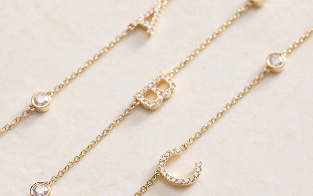 Diamond initial necklaces