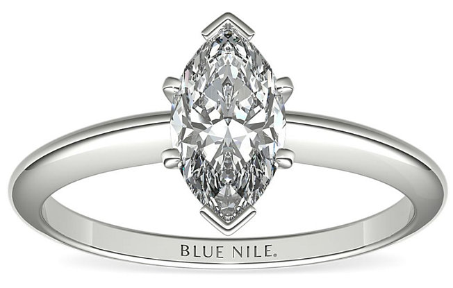 Blue Nile classic six-prong solitaire engagement ring in 14k white gold