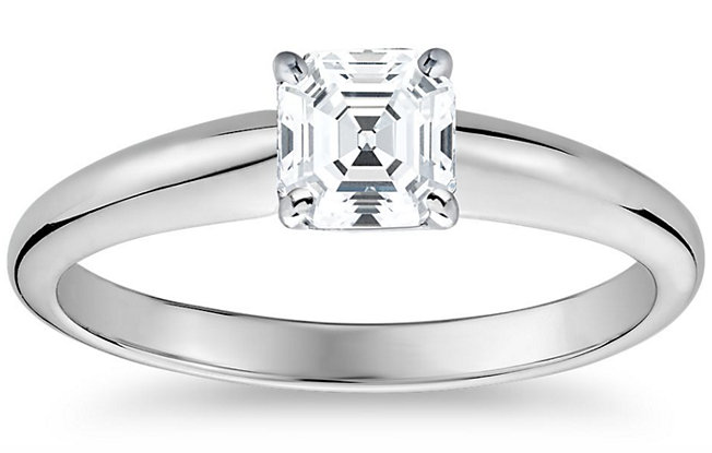 Blue Nile classic simple solitaire engagement ring in 14k white gold
