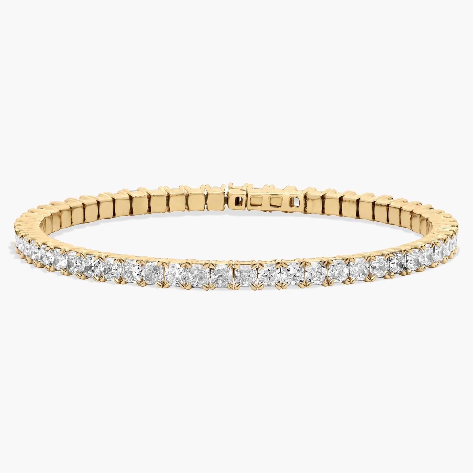 Gold cushion cut diamond flex bangle