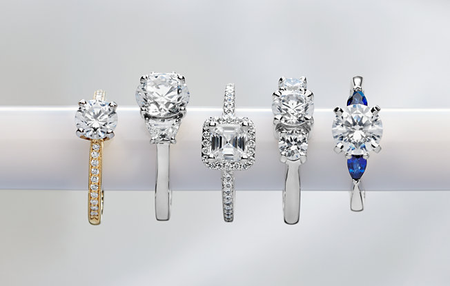 Five engagement rings of different styles