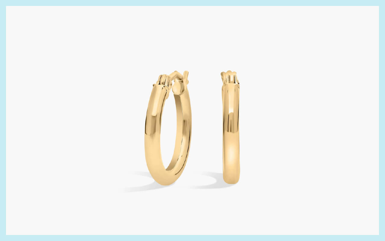 A pair of small hoop earrings