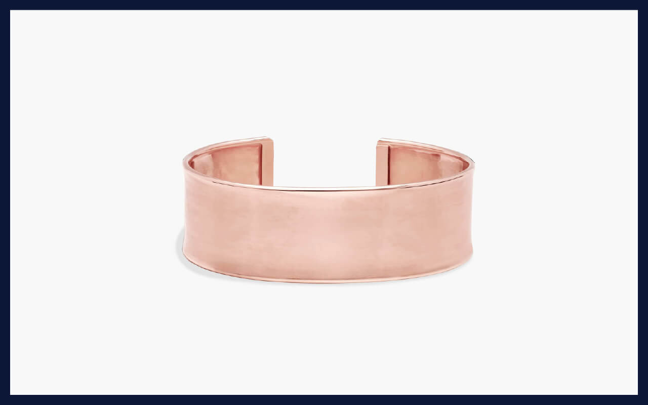 A satin cuff bracelet in 14k Italian rose gold
