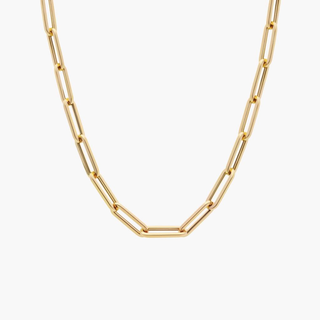 Yellow gold paperclip necklace